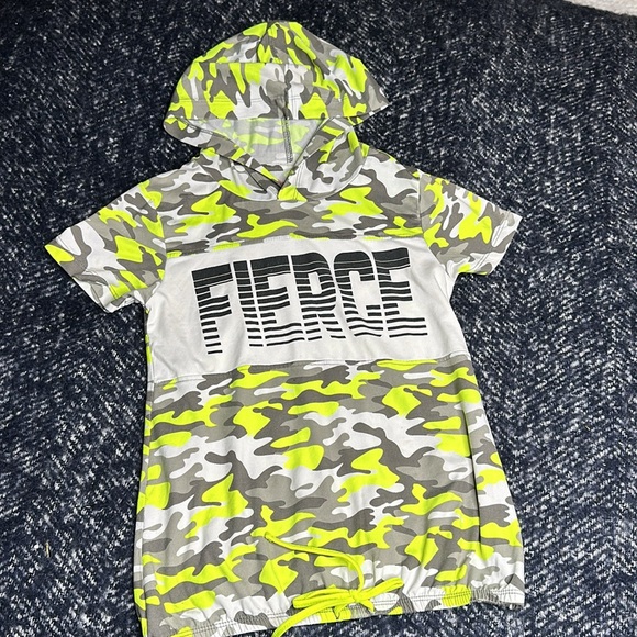 Dream Star fierce 7/8 neon camo short sleeve hoodie shirt - Picture 3 of 7